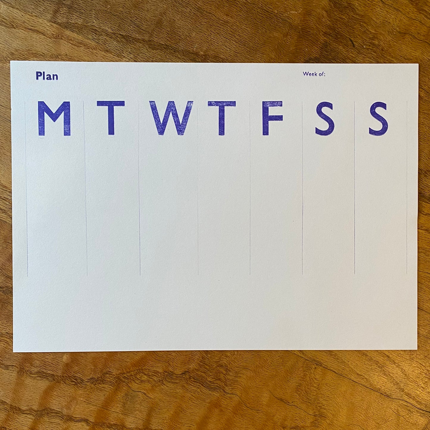 Planning sheets - weekly layout