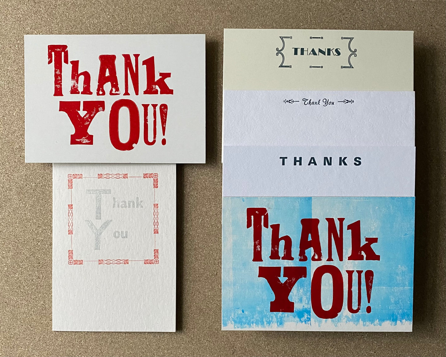Load image into Gallery viewer, Thank you cards - printed with metal and wood type
