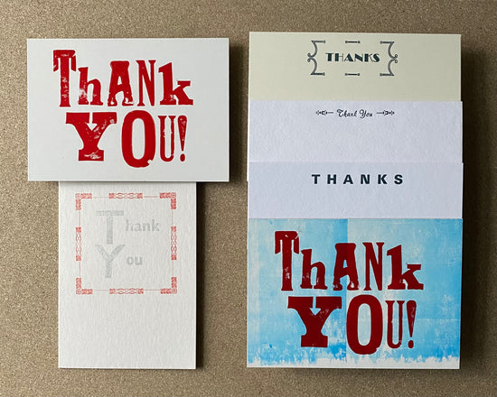 Thank you cards - printed with metal and wood type