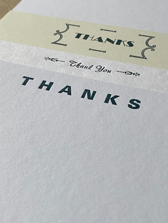 Thank you cards - printed with metal and wood type