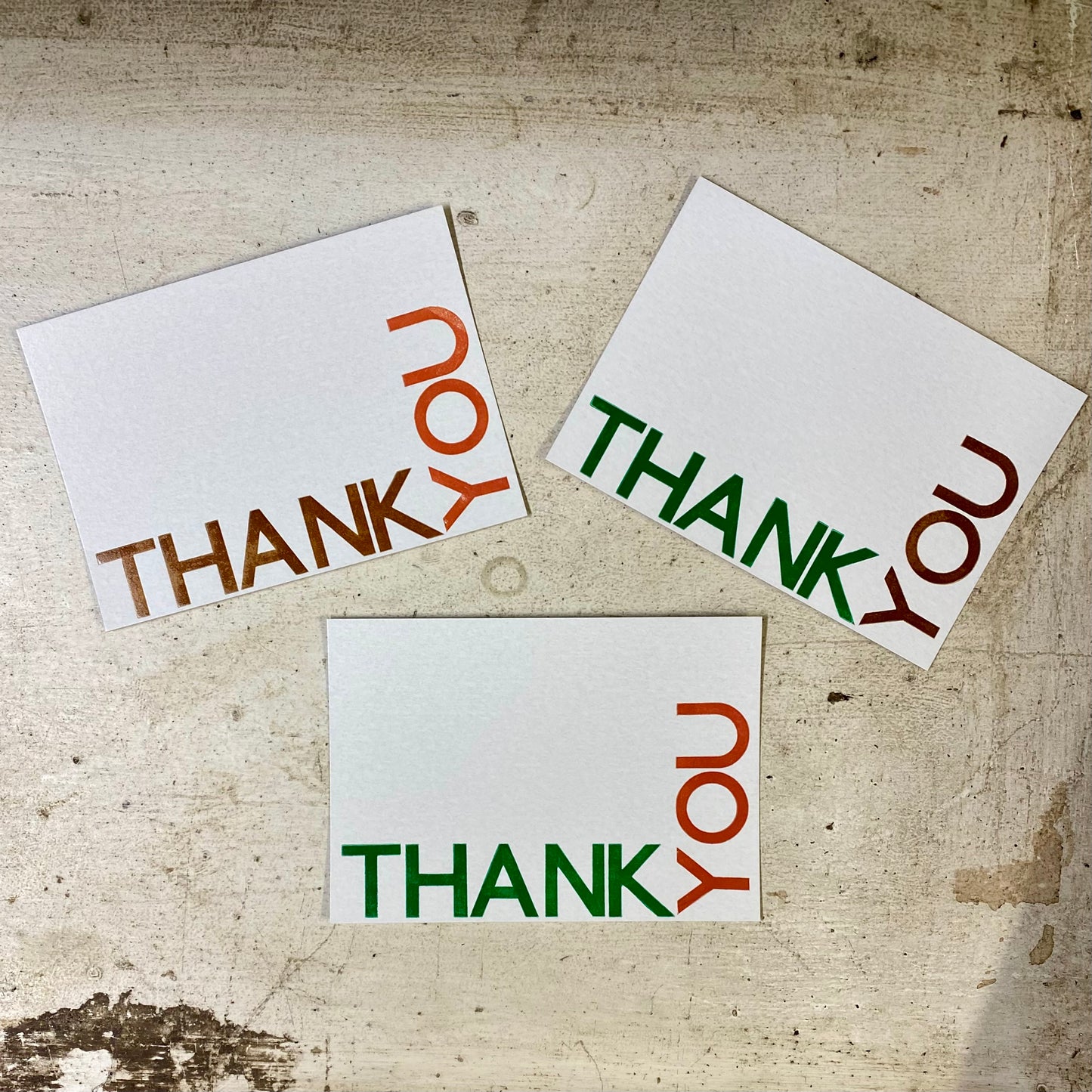 Thank you cards - printed with metal and wood type