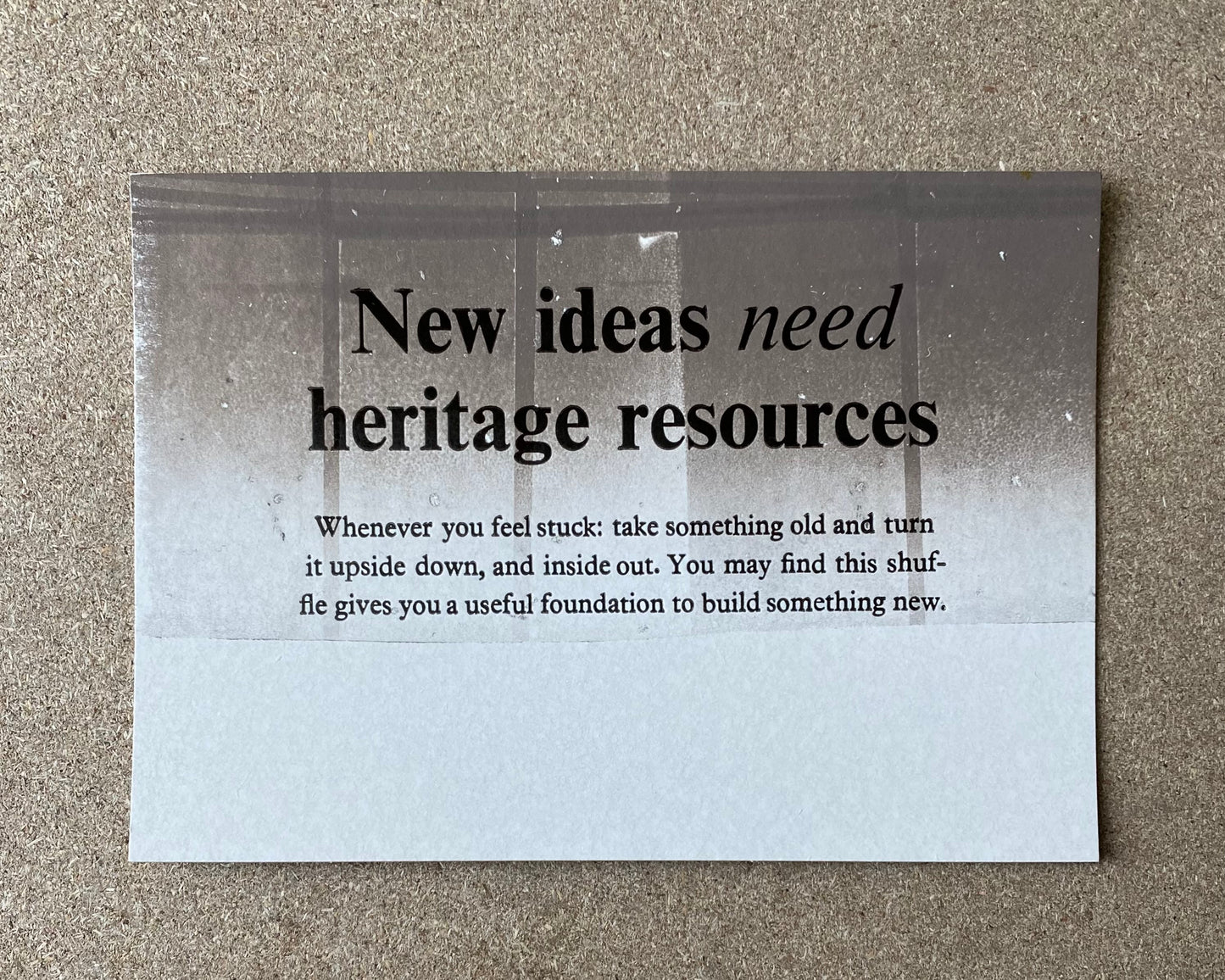 New ideas need heritage resources - mini poster