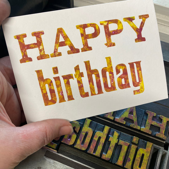 Birthday notecards - printed with wood type