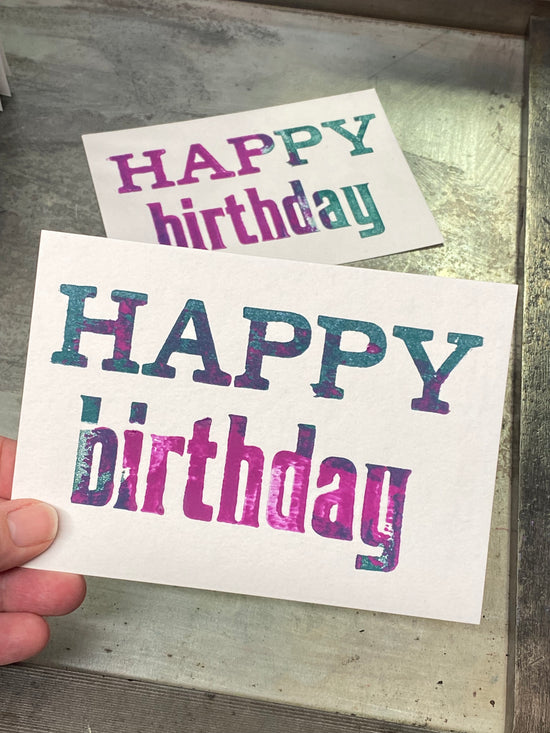 Birthday notecards - printed with wood type