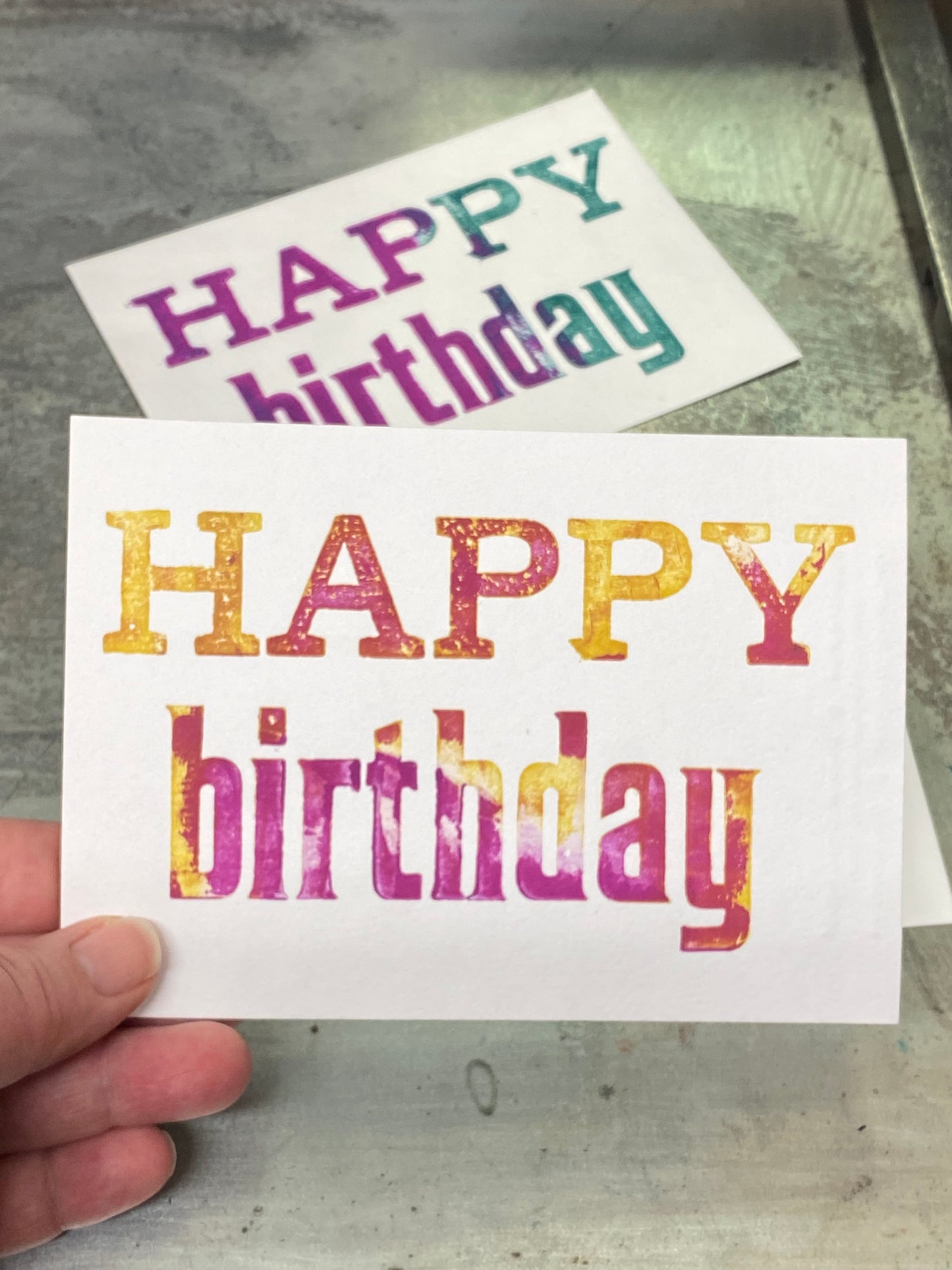 Birthday notecards - printed with wood type