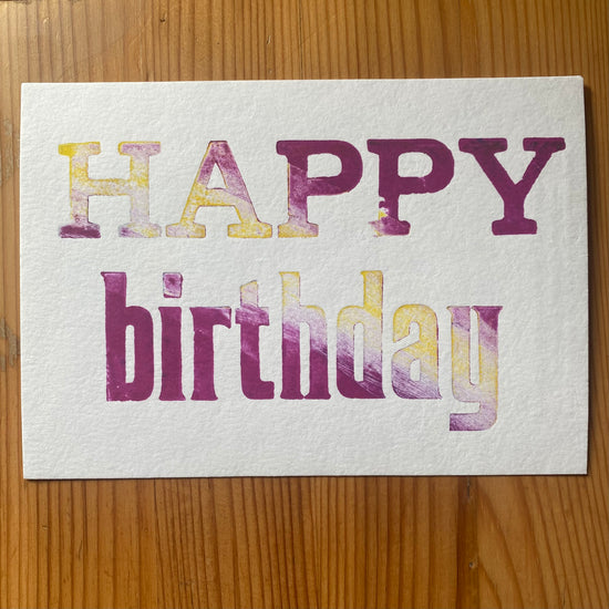 Birthday notecards - printed with wood type