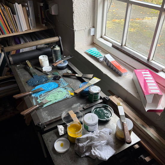 Heritage craft letterpress printing - private workshop in Devon, England